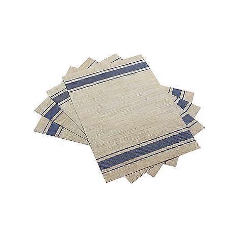 Tischsets, hitzebeständige Tischsets, fleckenabweisende, rutschfeste, abwaschbare PVC-Tischsets, gewebte Vinyl-Tischsets, 6er-Set (Blau)