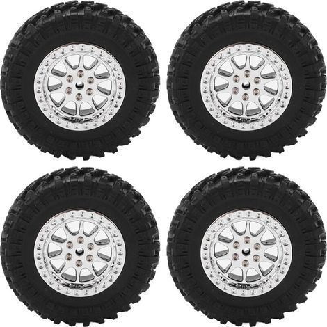 4 Pneus et Jantes pour Voiture RC MN D90 D91 D99 D99S D86 - Accessoires et Pièces de Rechange R789S Argent (1/5)