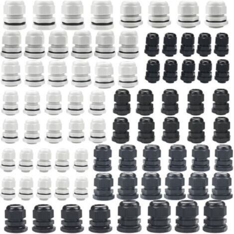 Lot De 80 Presse Étoupes,Ip68 Presse Etoupe Etanche PG7/PG9/PG11/PG13.5/PG16/PG19 Passe Câble Étanche Pour Boîte De Dérivation, Boîte De Distribution, Boîte à Fusibles En Saillie, Répartiteur Mural (1/5)