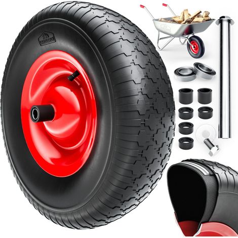 Roue de brouette gonflable 4.80/4.00-8 Ø 390 mm, jante acier, charge 200 kg, axe inclus (1/5)
