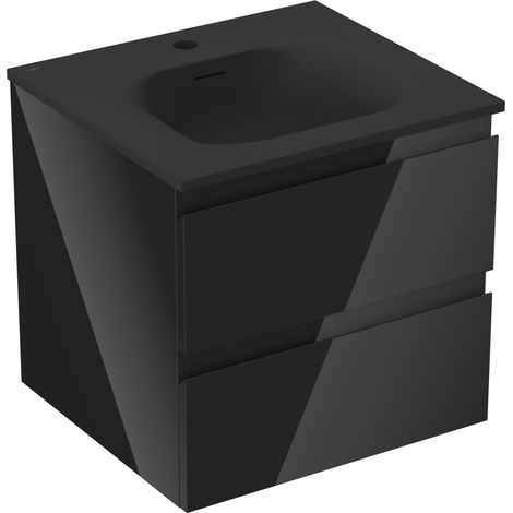 Mexen Orio Badschrank 50 cm mit Waschbecken Vela, 2 Schubladen, Schwarz Glanz/Schwarz Matt - 91A10-05047-2-BFF70-W23M71 (1/5)