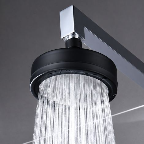 Pommeau de douche tête inox 304 Modèle n° 6 plaque en acier grand format noir 118 mm 14 × 14 × 9 cm 390 g – Livraison gratuite