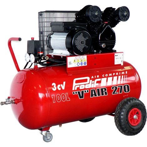 Prodif – Compresseur 100L 3HP monophasé – Réservoir 100 litres pour autonomie prolongée – Moteur robuste pour usage intensif – Idéal pour peinture (1/2)