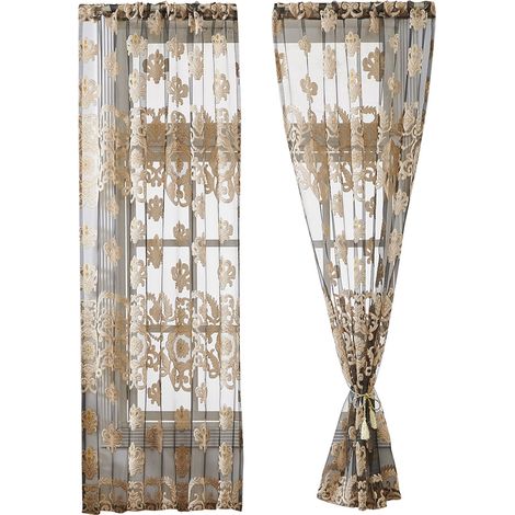 Rideau En Voile De Polyester Avec Motif Floral Brodé Pour Salon Et Chambre À Coucher - 1 Pièce (1/5)