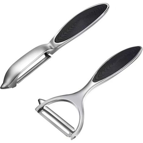 2 pcs Eplucheur pomme de terre éplucheur en acier inoxydable pour carottes, aubergines, poires, mangues et concombres, avec poignée ergonomique antidérapante (1/4)
