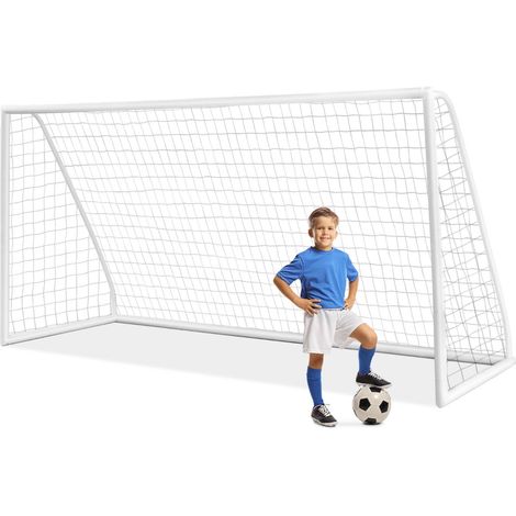 But de football 365 x 120 x 182 cm léger assemblage facile résistant aux intempéries en PVC blanc