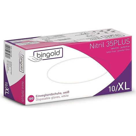 Gants jetables Nitrile 35PLUS, blancs, boîte de 100 gants, taille XL (1/5)