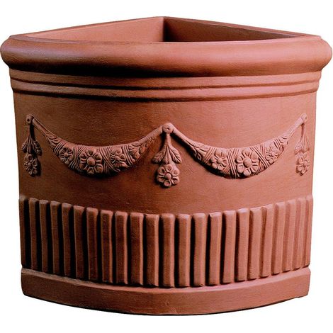 Vaso Resina Angolare Doppio Festone cm. 49 Terracotta