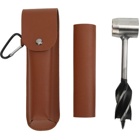 Set mit 4 manuellen Holzbohrern aus Edelstahl, tragbarer Multifunktions-Schraubendreher mit brauner Aufbewahrungstasche und Etui aus PU-Leder (1/5)