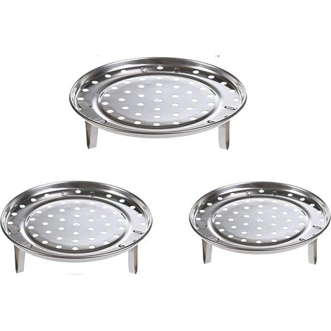 Lot de trois paniers vapeur ronds en acier inoxydable avec pieds amovibles pour cuisson vapeur des aliments accessoire de cuisine sain pratique (1/5)