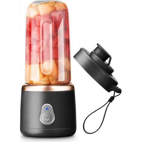 Blender Portable Rechargeable USB-C à 10 Lames, Gobelet pour Jus de Fruits et Légumes, Noir (1/5)