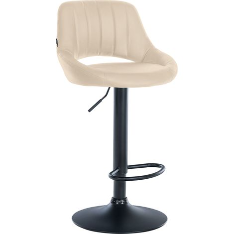 Sgabello da bar/seggiolone regolabile x1 in PVC color crema con schienale traforato e base in metallo nero 100006595