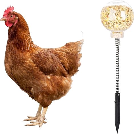 Jouet distributeur de nourriture à libération lente interactif pour volailles, outil ludique anti-ennui pour poules, distributeur de friandises à ressort stimulant la recherche de nourriture pour occu (1/5)