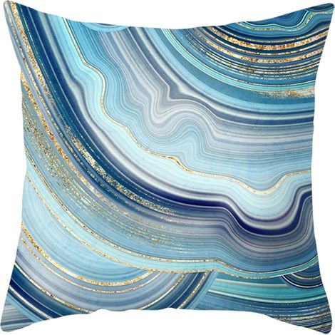 Taie D Oreiller - 45x45 Cm - Polyester - Imprimé Abstrait Bleu - Pour Canapé Lit Voiture Extérieur - 1 Pièce (1/5)