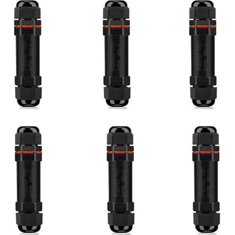 Conectores impermeables IP68 de 3 hilos para cables de 2 a 13 mm – Paquete de 6 cajas de conexiones para exteriores