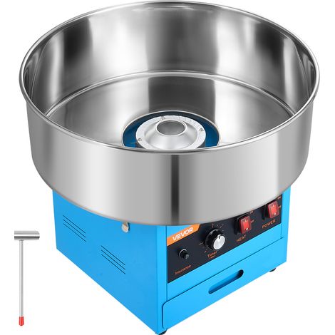 VEVOR Macchina Elettrica per Zucchero Filato Soffice 1000 W da Banco Blu Ideale per Casa, Carnevale, Compleanno, Festa in famiglia, con Ciotola in Acciaio Inox Diametro 52 cm, Misurino per Zucchero (1/5)