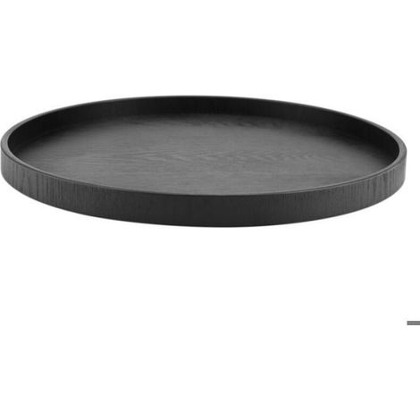 Plateau De Service - Bois Massif - Ronde - 37,5 Cm - Noir - 1 Pièce (1/5)