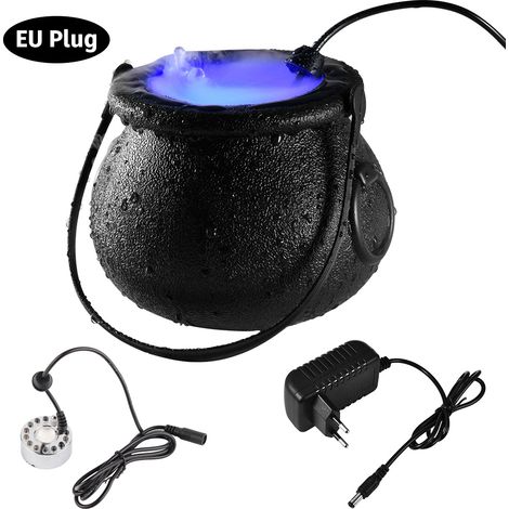 Chaudron de sorcière Halloween 12 LED avec brume, seau lumineux décoratif pour fête effrayante (1/5)