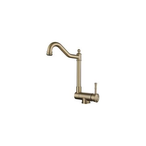 Robinet de cuisine rabattable Sjqka – bec pivotant 360°, acier inoxydable 304, finition or brossé, économie d’eau 30 % (1/5)