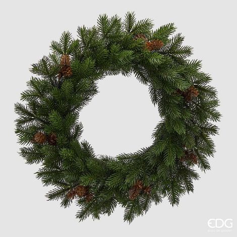 EDG Enzo De Gasperi Corona di Pino con Pigne Green Ø60 cm – Decorazione Artificiale di Natale (1/3)
