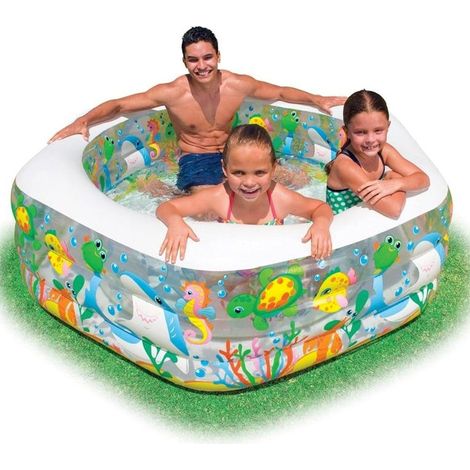 TrAdE Shop Traesio - Piscina Gonfiabile Per Bambini Pesci Dell'oceano A 3 Anelli 191 X 178 X 61 Cm - (1/3)