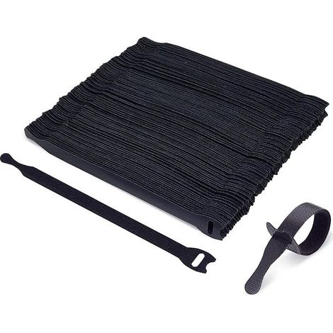100Pk Attache Câble Collier de Câblage, Trilancer Liens 20cm pour Organiser les Câbles Fins avec Scratch pour une Utilisation au Bureau, à la Maison et dans des Centres Informatiques (Noir) (1/5)