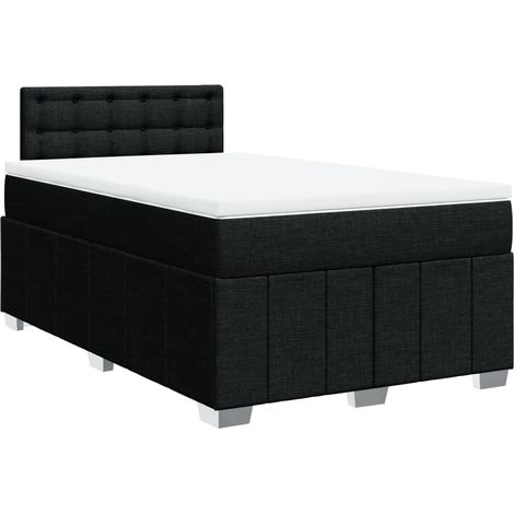 Lit double  Lit adulte  Sommier à lattes de lit avec matelas Noir 120x200 cm Tissu