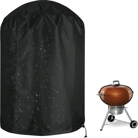 Runde Barbecue-Abdeckhaube aus 210D Oxford-Stoff – wasserdicht, staubabweisend und UV-beständig – 58x58x77cm – Schwarz für die meist