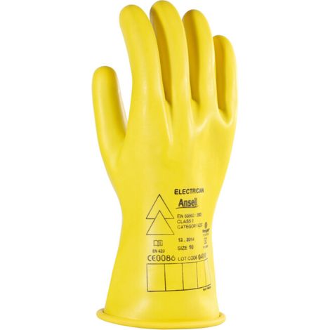Ansell Paire de gants pourélectriciens E014Y, 1000 V c.a., Taille des gants: 11