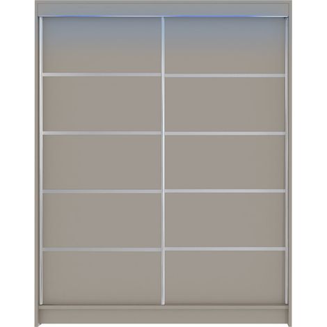 Armoire Closico Vastor IV, Cachemire, 200x150x58cm, Portes d'armoire: Coulissantes, Nombre d'étagères: 5, LED: Disponible (1/4)