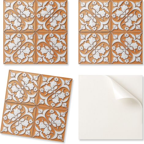 Juego de baldosas de vinilo autoadhesivas con estampado floral de 20x20x20 cm.