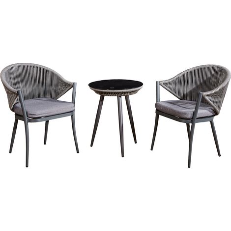 Set di mobili da giardino a 2 posti Palermo Grigio scuro