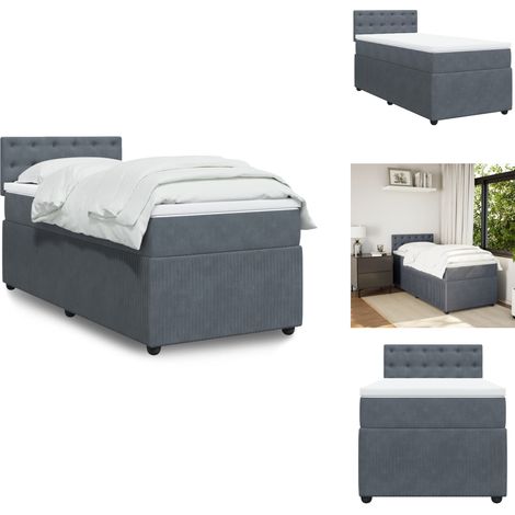 Sommier à lattes de lit avec matelas Gris foncé 100x200 cm - Sommier À Lattes De Lit - Sommiers À Lattes De Lit - Lit - Meuble De Chambre À Coucher (1/5)