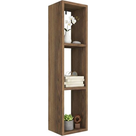 Regal Belgrado, 3 Böden, Farbton Walnussstruktur, 22x19x90h cm, Braun Walnuss
