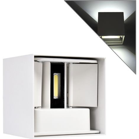 APPLIQUE LED DA PARETE 6W BIANCO DESIGN MODERNO A CUBO - DOPPIA EMISSIONE REGOLABILE LUCE FREDDA PER INTERNI ED ESTERNI IP65 (1/5)