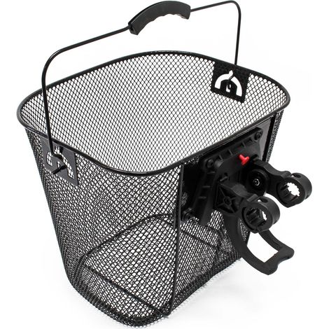 Wiltec – Panier vélo avant détachable en acier 32,5 x 24 x 26,5 cm – Charge maximale 0,96 kg – Fixation guidon Ø22–26,8 mm – Transport sac courses