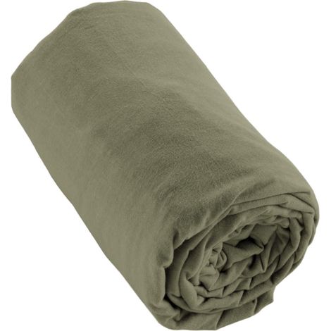 Drap housse flanelle kaki 90x190 (1/2)