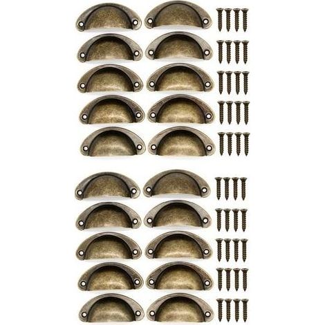20 Poignées De Tasse Coquille Couleur Bronzée, Poignées De Tirage De Tiroir Vintage, PoignéEs Et Boutons De Porte De Placard De Cuisine Rétro Semi-Cercle, PoignéEs De Porte De Commode De Meuble (1/5)