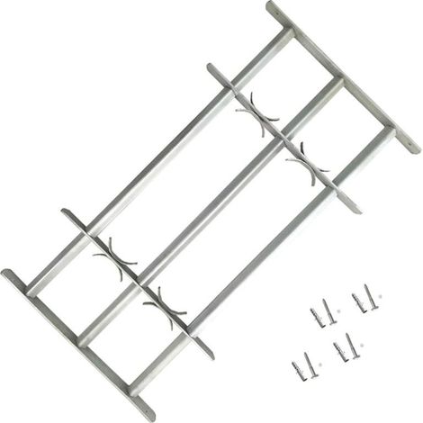 Grille de sécurité réglable pour fenêtres 700-1050 mm Acier galvanisé avec 3 barres transversales Installation horizontale facile (1/4)