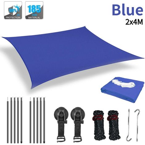 (Bleu 2x4M) Voile d'ombrage de camping extérieure avec protection UV, imperméable et résistante au soleil (1/5)