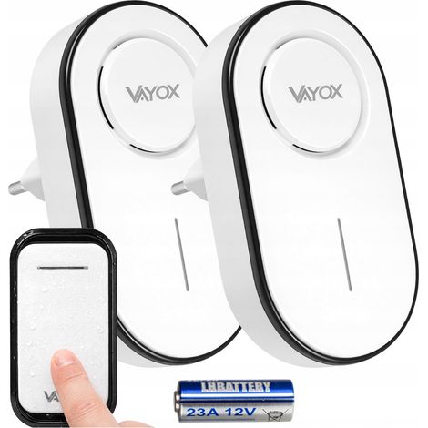 Sonnette sans fil Vayox VA0406 110-240 V, blanche, fonctionne avec une pile bouton 23 A 12 V (1/5)