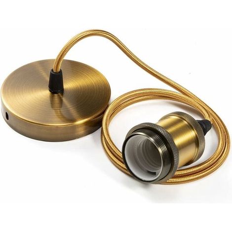 Suspension E27 bronze doré, câble de 90 cm (1/5)