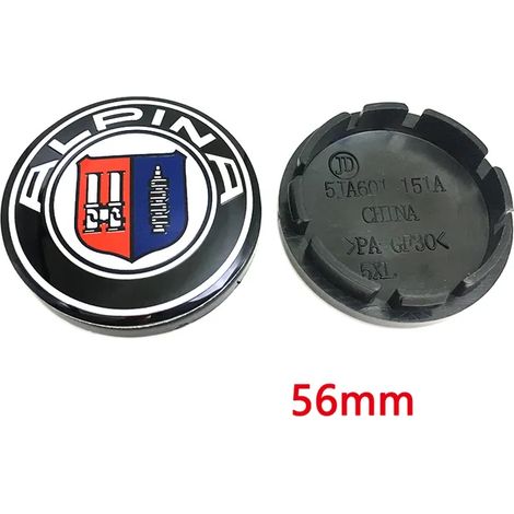 (4 pièces 56 mm ALPINA) 4 cache-moyeux de roue ALPINA pour jantes de 56 mm, 60 mm, 65 mm et 68 mm, protection anti-poussière, logo et emblème inclus, accessoires extérieurs pour voiture (1/5)