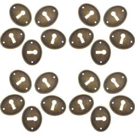 Lot de 20 cache-serrures ovales en fer, bords lisses, style (1/5)