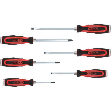KS Tools ERGOTORQUEmax Schlagkappen-Schraubendreher-Satz, 6-tlg Schlitz, PH (1/2)