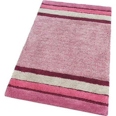 Tappeto Bagno Puro Cotone Parure Morbida Colori Vivaci Lavabile 100% Made In Italy Rosa - 65x120 cm