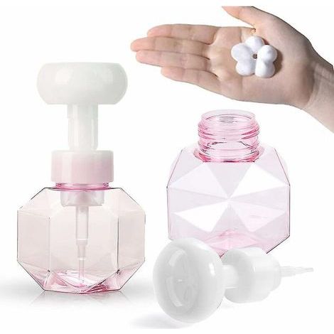 Stück Schaumseifenspenderflasche mit Blumenmuster, 300 ml (rosa), leere Schaumseifenpumpe (1/3)