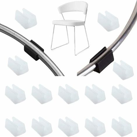 32 tapones para patas de silla, tapones de tubo, protectores de suelo para muebles, tapones de plástico en forma de U, tapones para patas de silla, abrazadera de tubo de silicona (10 mm, blanco) (1/5)