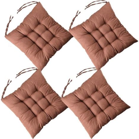 MINKUROW 4 Cuscini per Sedie Quadrati 40x40 Cuscini per Sedili Decorazione Domestica Cuscino Imbottito con Tappetino, Comodo e Colorato - Ideale per Interni ed Esterni (4 caffè) (1/4)