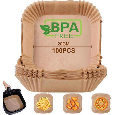 Papier Sulfurisé pour Air Fryer,100 Pièces 20cm Cuisson Paper Liner,Food-Grade BPA gratuit, Jetable Antiadhésive Sans Huile Papier Parchemin Accessoires pour 4.5-6L Friteuse à Air (1/5)